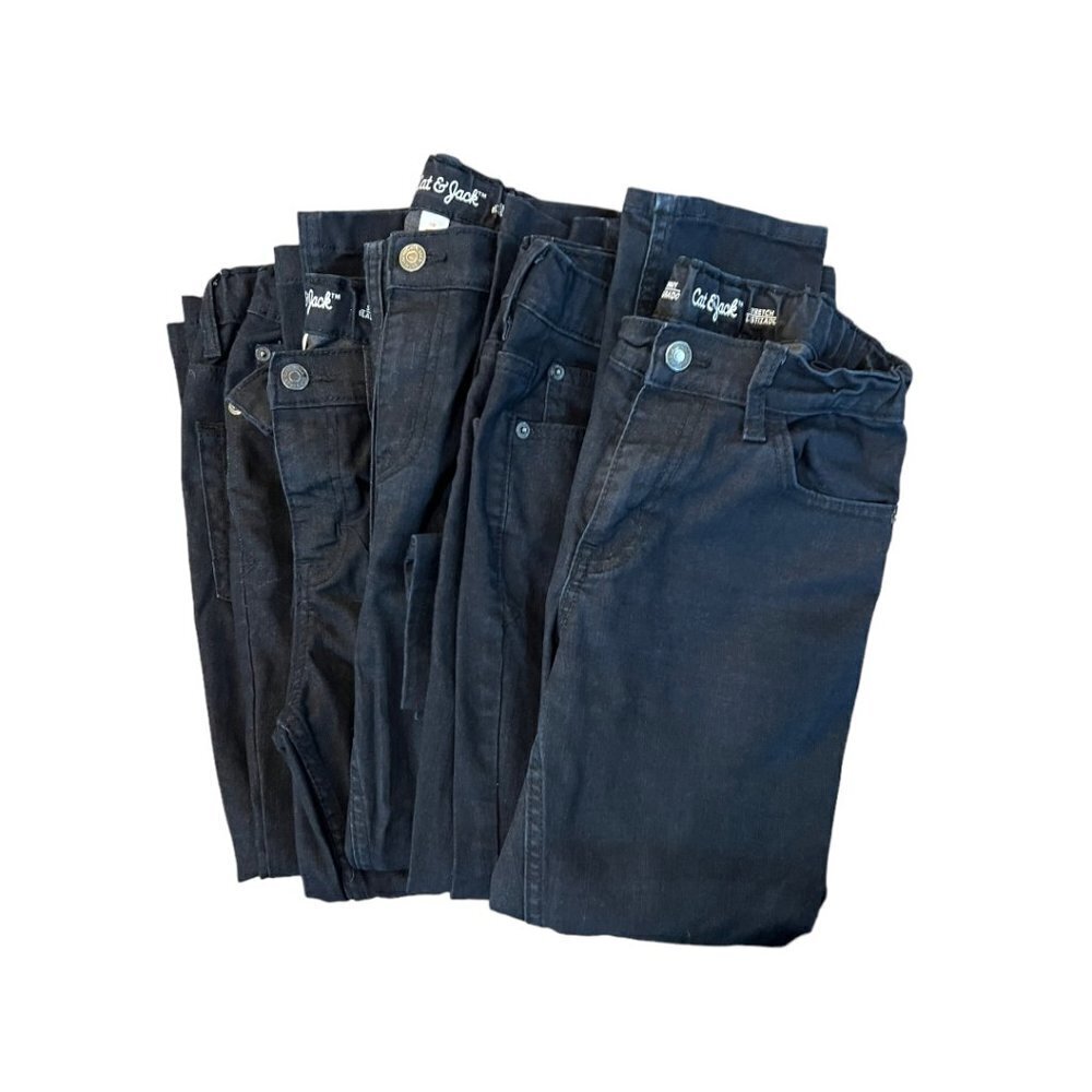 Cat & Jack Black Jeans Pants Skinny Stretch Adjustable Waist 10-12 Husky Bundle